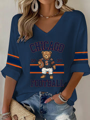 Women's Football Fans Gameday Casual Waffle T-shirt