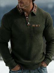Men's Plaid Waffle Long Sleeve Top