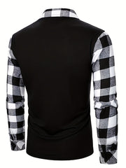 Men's Plaid Flannel Casual Half-Zip Top
