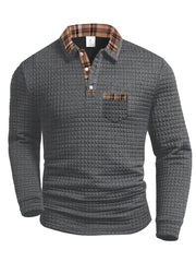 Men's Plaid Waffle Long Sleeve Top