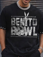 Men's Bunny Football Lover Benito Bowl Printed Printed T-shirt
