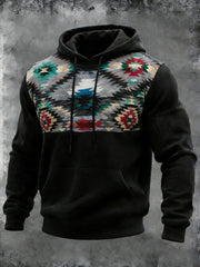 Men's Vintage Western Aztec Hoodie with Pockets