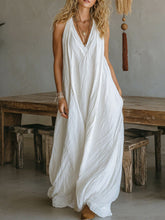 Women's cotton linen sleeveless loose pocket dress