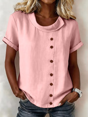 Women's Simple Solid Color Linen Blend Shirt