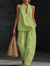 Women's linen two-piece vest set