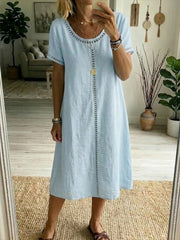 Women's Simple Solid Color Cotton Linen Dress