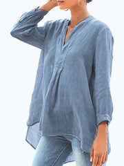 Women's Solid-Color V-Neck Casual Shirt