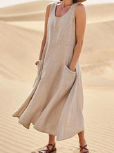Women's Casual Elegant Sleeveless Cotton Midi Dress