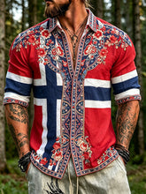 Men's Nordic Scandinavian Style Floral Art Printed Shirt