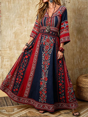 Women's Scandinavian Style Norway Art Printed Linen Dresses