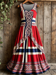 Women's Nordic Scandinavian Style Viking Art Printed Dress