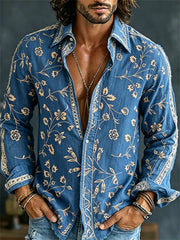 Men's Boho Forest Floral Vines Pattern Print Shirt