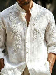 Men's Classy Flying Birds Floral Print Comfy Shirt