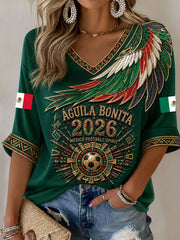 Women's Mexico Football Lover Art Printed T-shirt