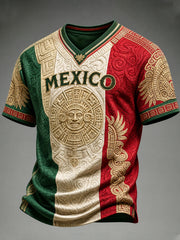 Mexican Art Football Enthusiast Printed Casual Short-Sleeve T-Shirt