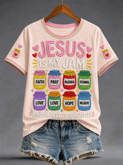 Women's Christian Jesus Is My Jam And I'm Here To Spread It Print Tee