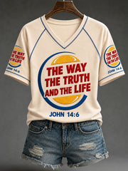 Women's 'The Way, the Truth, and the Life John 14:6' Christian V-neck T-shirts