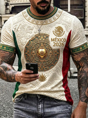 Men's Mexican Football Fan Art Print Short-Sleeve T-Shirt