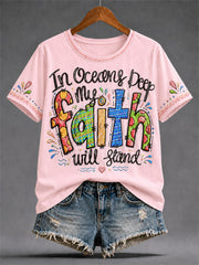 Women's Christian Jesus Print Casual Tee