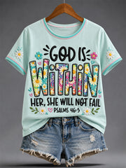 Women's Christian Jesus Print Casual Tee