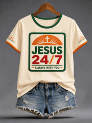 Women's Funny Christian Jesus Print Casual Tee