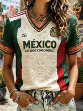 Women's Mexico Football Lover Art Printed T-shirt