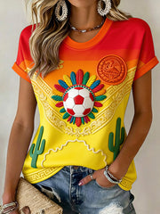 Women's Mexican Football Match Art Print T-shirt