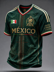 Men's Mexico Football Lover Art Printed V-neck T-shirt