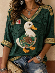 Women's Mexico Soccer Fan Graphic Casual T-Shirt