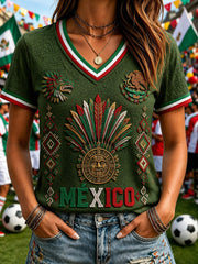 Frauen Mexiko Fußball Fan Grafik Casual T-Shirt