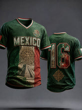 Men's Mexico Football Lover Art Printed V-neck T-shirt