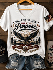 Women's Patriotic Independence Day Print Casual Short-Sleeve T-Shirt
