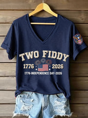 Women's Patriotic Independence Day Embroidered Casual Short-Sleeve T-Shirt