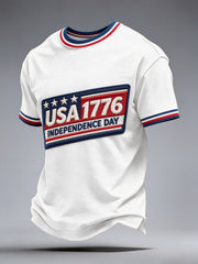 Men’s Independence Day Patriotic Memorial Printed Casual T-Shirt