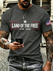 Men’s Patriotic Independence Day Embroidered Casual Short-Sleeve T-Shirt