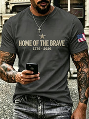 Men’s Patriotic Independence Day Embroidered Casual Short-Sleeve T-Shirt