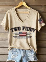 Women's Patriotic Independence Day Embroidered Casual Short-Sleeve T-Shirt