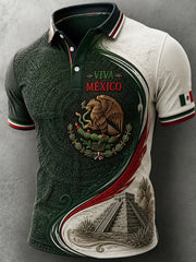 Men’s Mexican Independence Day Printed Casual Short-Sleeve Polo Shirt
