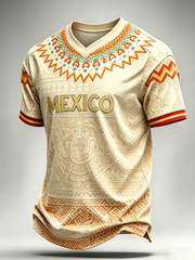 Men's Mexico Printed V-neck T-shirt