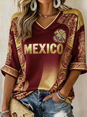 Women's Mexico Independence Day Art Printed T-shirt