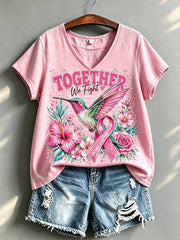Women's Fashion Pink Breast Cancer Awareness Printed T-Shirt