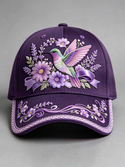 Women's Fashion Purple Floral Alzheimer's Awareness Print Hat