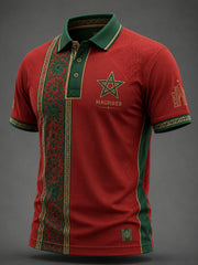 Men’s Morocco Football Enthusiast Printed Casual Polo Shirt