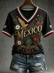 Women’s Mexico Independence Day Print Casual Short-Sleeve T-Shirt