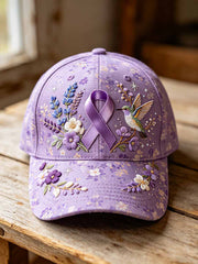 Women's Fashion Floral Pattern Purple Alzheimer's Support Printed Hat