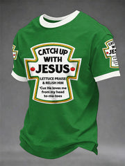 Men's Catch Up With Jesus Print Casual Tee