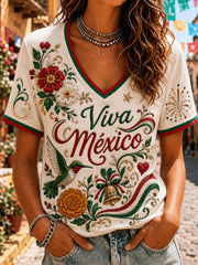 Women’s Mexico Independence Day Print Casual Short-Sleeve T-Shirt
