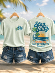 Women's Stay Salty You Are The Salt Of The Earth Print Casual Tee