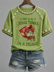 Women's 'Jesus Thinks I'm A Delight' Printed Casual T-Shirt