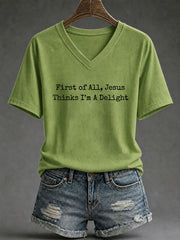 Women's 'Jesus Thinks I'm A Delight' Printed Casual T-Shirt